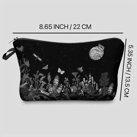 Cosmetic Bag Makeup Mushroom Forest Moon Trip Wonderland Travel Storage Star NEW - Picture 2 of 2